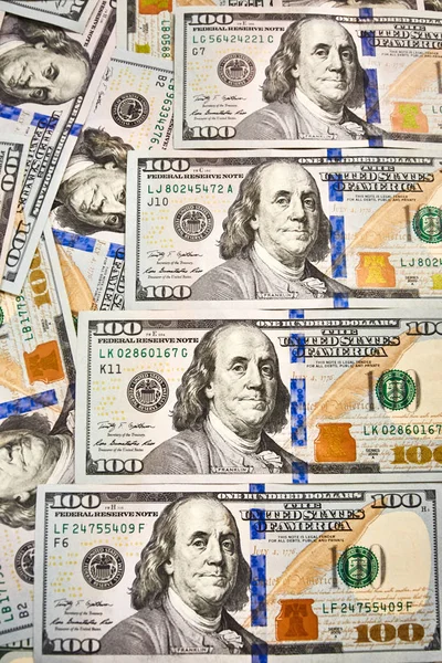 Fondo Pantalla Fondo Dinero Estadounidense Vista Billete Cien Dólares Desde — Foto de Stock