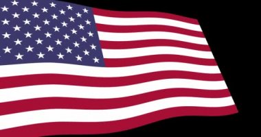 Animasyon 4k ayak-in Birleşik Amerika siyah arka plan üzerine, perspektif görünüm yavaş sallayarak devlet bayrağı