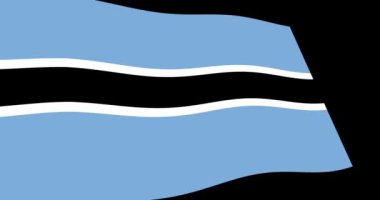 Botsvana Bayrağı görüntülerini animasyon 4k yavaş siyah arka plan üzerine, perspektif görünüm sallayarak