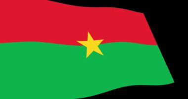 Burkina Faso bayrak görüntülerini animasyon 4k yavaş siyah arka plan üzerine, perspektif görünüm sallayarak