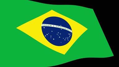 Brezilya bayrağı görüntülerini animasyon 4k yavaş siyah arka plan üzerine, perspektif görünüm sallayarak