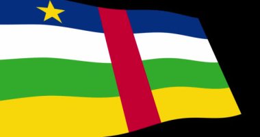 Orta Afrika Cumhuriyeti bayrağı görüntülerini animasyon 4k yavaş siyah arka plan üzerine, perspektif görünüm sallayarak