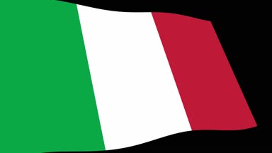 Animasyon 4k görüntüleri İtalya bayrağının yavaş siyah arka plan üzerine, perspektif görünüm sallayarak