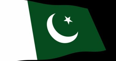 Pakistan bayrağı görüntülerini animasyon 4k yavaş siyah arka plan üzerine, perspektif görünüm sallayarak