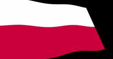 Polonya bayrağı görüntülerini animasyon 4k yavaş siyah arka plan üzerine, perspektif görünüm sallayarak