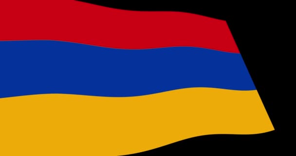 Materiał Animacji Flaga Armenii Powolny Macha Czarnym Tle Widok Perspektywiczny — Wideo stockowe