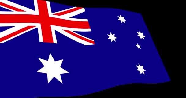 Animação Filmagens Bandeira Austrália Lenta Acenando Fundo Preto Perspectiva Vista — Vídeo de Stock