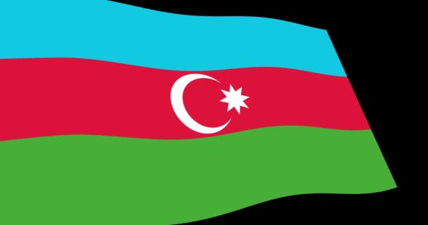 Animação Filmagem Bandeira Azerbaijão Acenando Lentamente Fundo Preto Vista Perspectiva — Vídeo de Stock