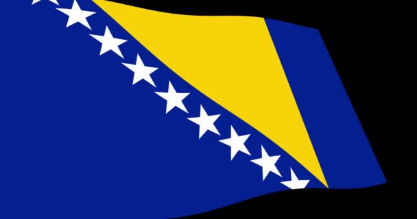 Animación Imágenes Bandera Bosnia Herzegovina Ondeando Lentamente Sobre Fondo Negro — Vídeo de stock