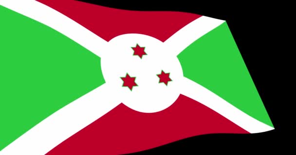 Animace Záběry Burundi Faso Vlajky Pomalu Mává Černém Pozadí Zobrazení — Stock video