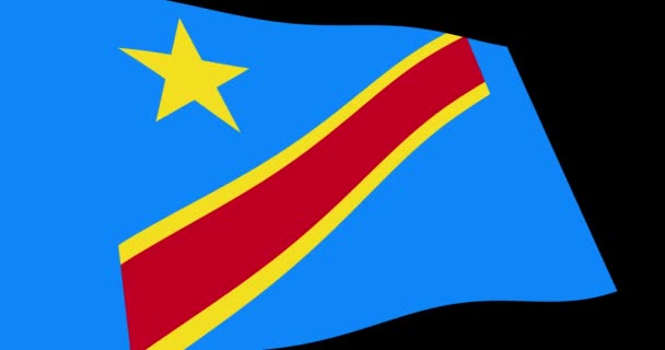 Animación Imágenes Bandera República Democrática Del Congo Ondeando Lentamente Sobre — Vídeos de Stock