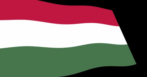 Animation Footage Hungary Flag Slow Waving Black Background Perspective View — Stock Video