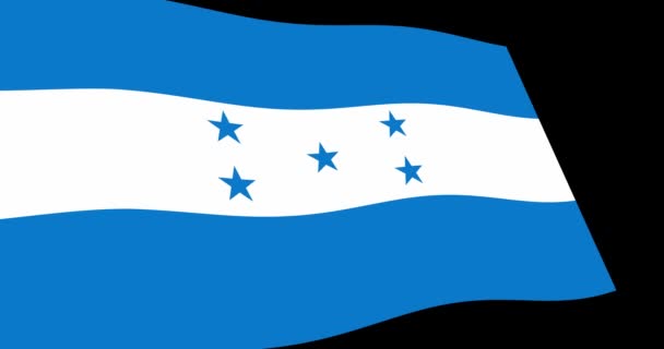 Animação Filmagem Bandeira Honduras Acenando Lentamente Fundo Preto Visão Perspectiva — Vídeo de Stock