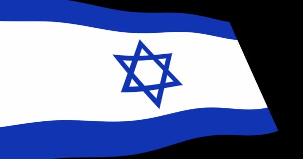 Animación Imágenes Bandera Israel Ondeando Lentamente Sobre Fondo Negro Vista — Vídeos de Stock