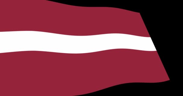 Letonya Bayrağı Görüntülerini Animasyon Yavaş Siyah Arka Plan Üzerine Perspektif — Stok video