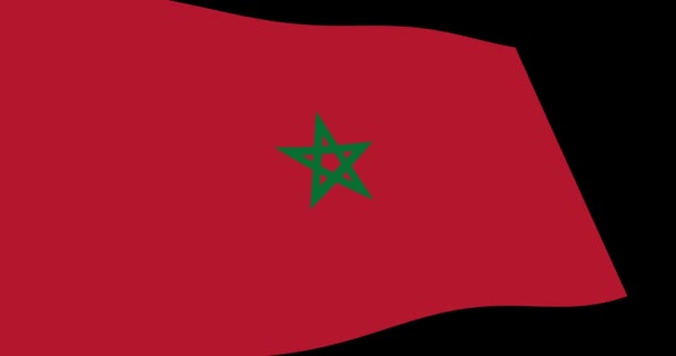 Animation Images Drapeau Marocain Agitant Lentement Sur Fond Noir Vue — Video