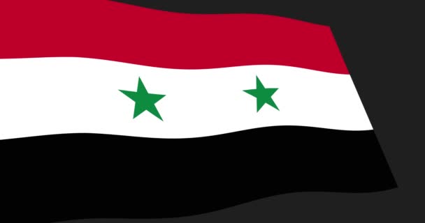 Кадри Анімації Прапор Сирії Уповільнити Махав Чорному Тлі Точки Зору — стокове відео