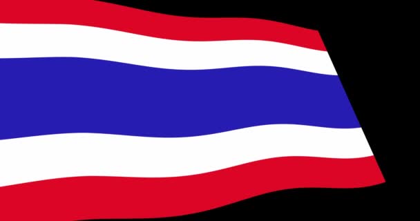 Animation Footage Thailand Flag Slow Waving Black Background Perspective View — Stock Video