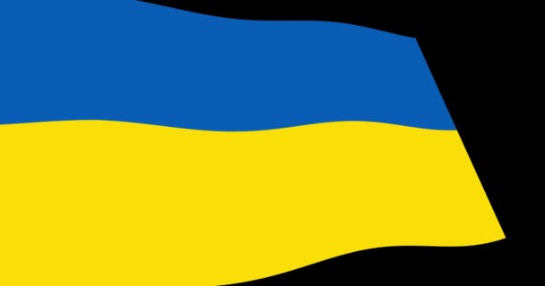 Animation Filmmaterial Der Ukrainischen Flagge Langsam Wehen Auf Schwarzem Hintergrund — Stockvideo