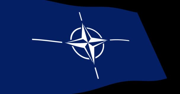Materiał Animacji Flagą Nato North Organizacji Traktatu Północnoatlantyckiego Wolno Macha — Wideo stockowe
