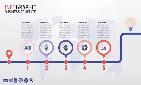 Zeitachse Infografik Vorlage Design Mit Schritten Von Anfang Bis Ende — Stockvektor