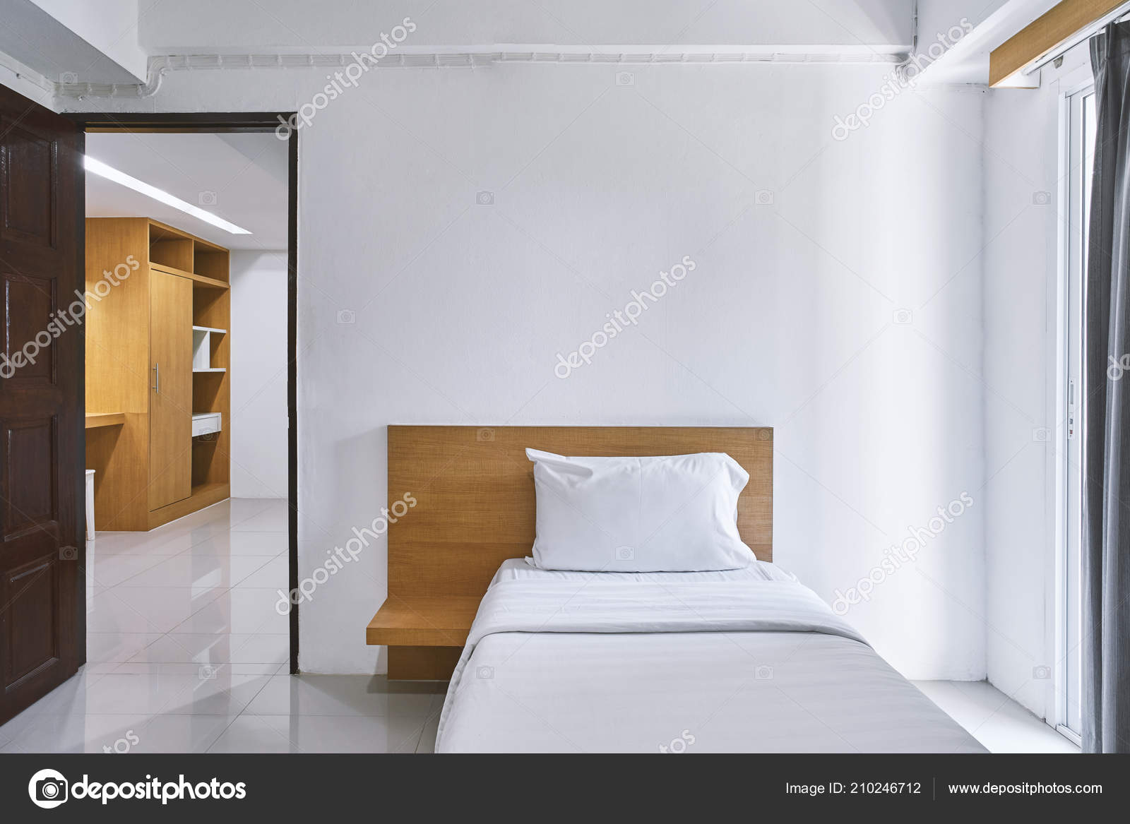 Single Bedroom Interior Minimal Style Decoration Mock Hotel