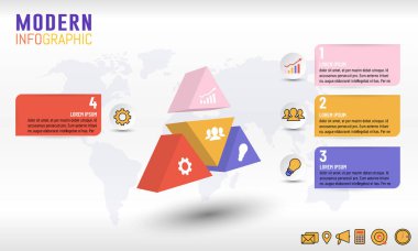 Isomatic piramit iş Infographic Şablon 4 adımlar, seçenekleri, iş planı, strateji veya herhangi bir amaç için vektör çizim düzeni tasarımı ile.