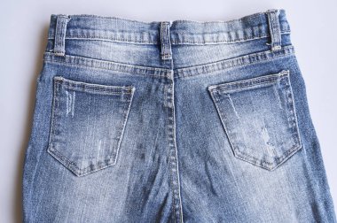 Denim jeans doku detay cep, yakın tarafında geri çekilin. Mavi jeans doku.