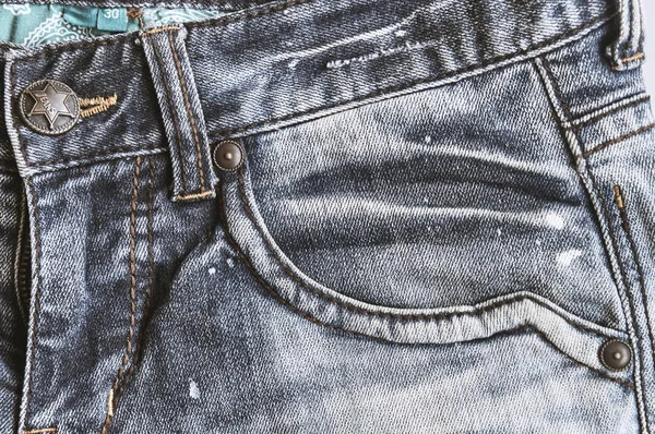 Negro Denim Vintage Jeans Textura Cerca Con Bolsillo Costura Detalle — Foto de Stock