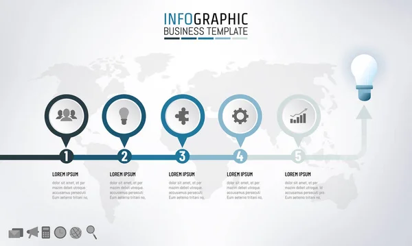 Timeline Infografik Vorlage Design Für Die Präsentation Mit Schritten Von — Stockvektor