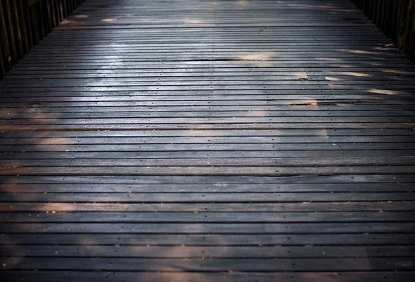 Selective Focus Old Hard Wood Floor Bridge Rough Dusty Grungy — Stock Photo, Image