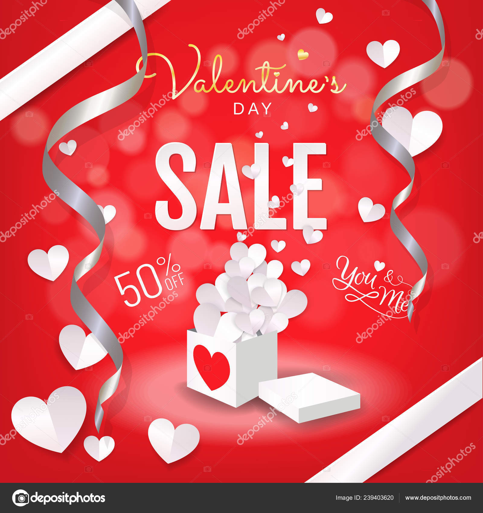 红色和粉色心形装饰模板白色背景爱浪漫的情人节贺卡模板图库矢量图©Andinur 446858580, image size:1600x1700