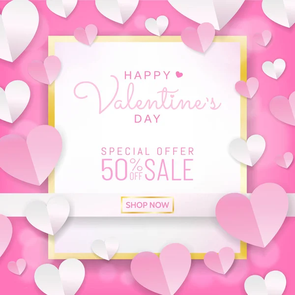 Banner Fondo Venta Del Día San Valentín Estilo Tarjeta Felicitación — Vector de stock