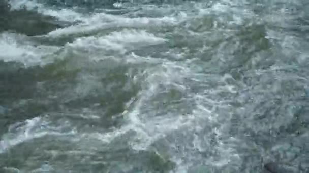 Horskou Vodu Rychlým Zavštím Voda Bije Kameny Rychlý Tok Řeky — Stock video