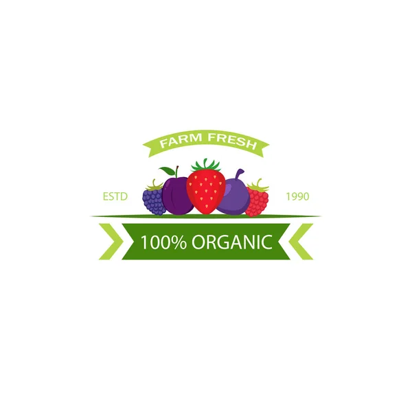 Emblema Insignia Alimentos Ecológicos Sobre Fondo Blanco — Vector de stock