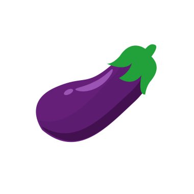 Beyaz arka plan üzerinde taze patlıcan sebze. Patlıcan çiftlik pazarı için. düz stil vektör çizim