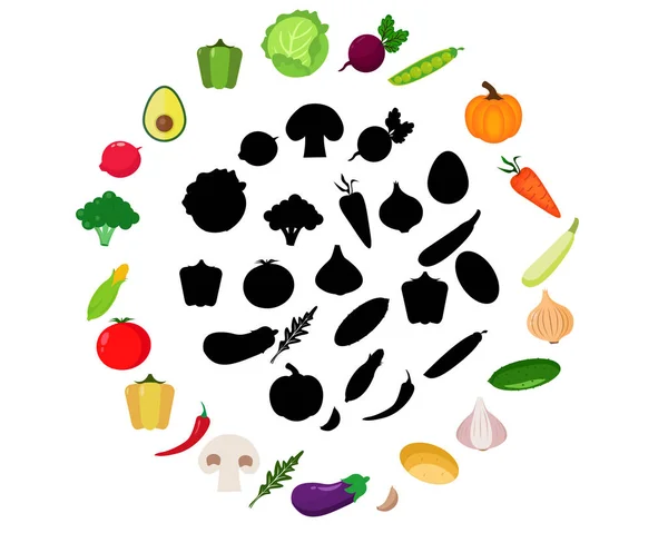 Trouver Ombre Correcte Jeu Éducation Pour Les Enfants Légumes — Image vectorielle