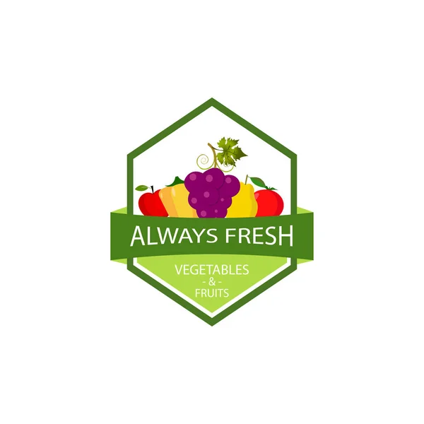 Modello Logo Frutta Verdura — Vettoriale Stock