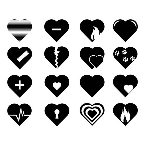 Collection of heart symbol.Vector hearts icons set