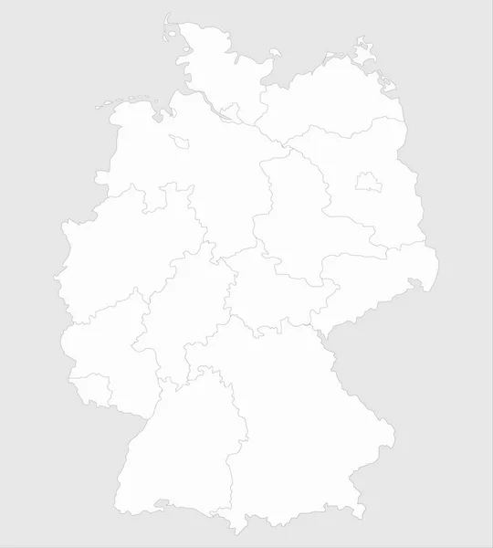 Mapa Blanco Alemania Con Las Fronteras Las Tierras Regiones Sobre — Archivo Imágenes Vectoriales