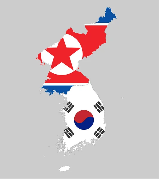 Bakgrund Nord Och Sydkorea Karta Och Flagga — Stock vektor