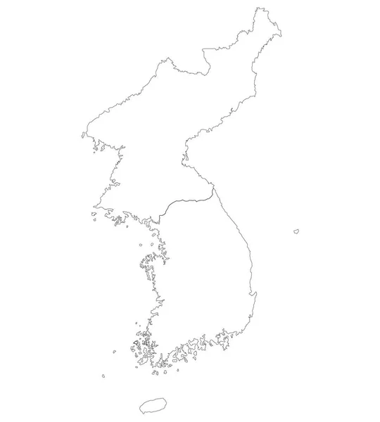 Mapa Contorno Negro Corea Del Norte Del Sur Mapa Península — Archivo Imágenes Vectoriales