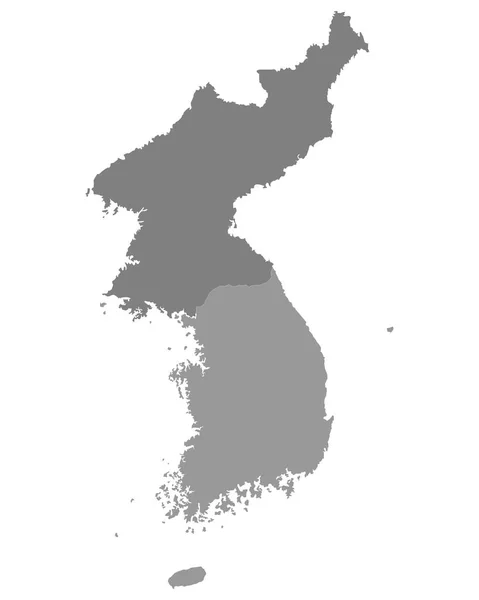 Grijze Kaart Van Noord Korea Zuid Korea — Stockvector