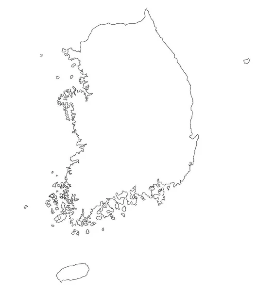 Kaart Zwarte Omtrek Zuid Korea Contour Kaart Van Zuid Korea — Stockvector