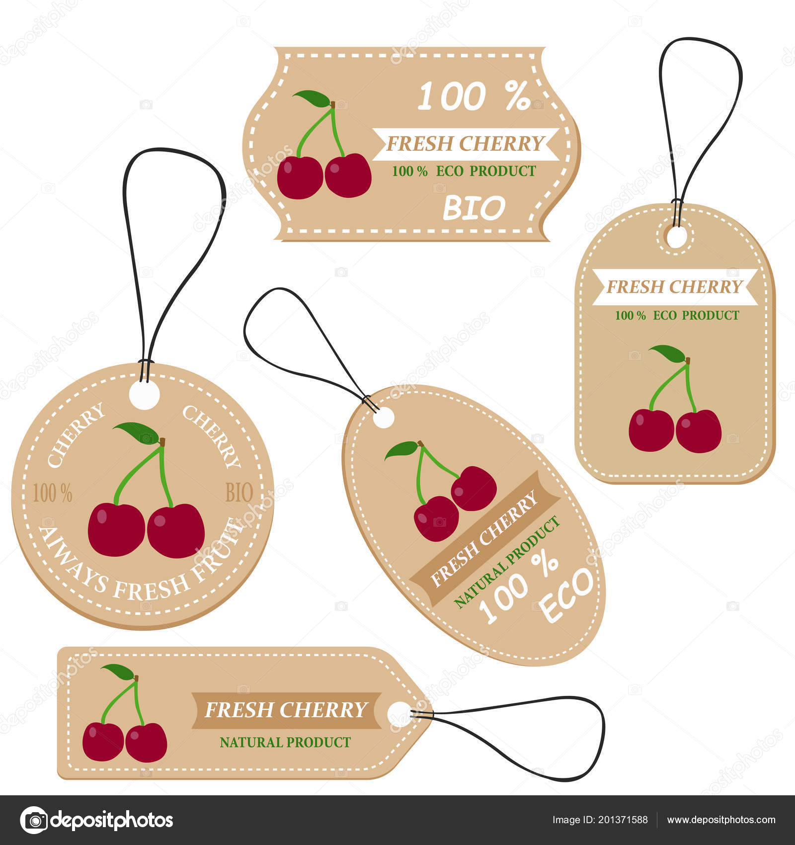 labels various fruits cherry inscriptions set templates cherry templates