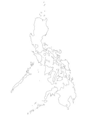 Philippines map of black outline map on white background of illustration clipart