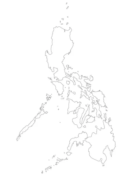 Philippinen Karte Der Schwarzen Umrisskarte Auf Weißem Hintergrund Der Illustration — Stockvektor