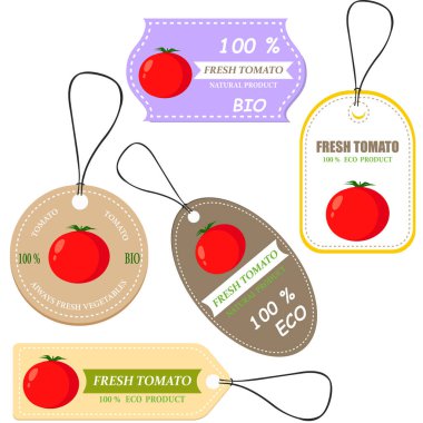 Sebze etiketi ve çiftlik sebzeler fiyat etiketleri kümesi Pazar. Taze domates kroki kart indirim teklif metinle