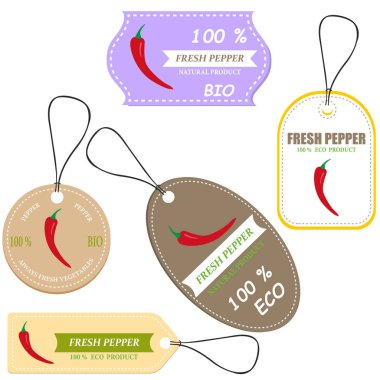Sebze etiketi ve çiftlik sebzeler fiyat etiketleri kümesi Pazar. Taze biber kroki kart indirim teklif metinle
