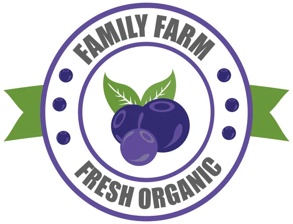  Vektör yuvarlak etiket yaban mersini. Meyve ve çilek çiftlik. Organik gıda. Logo blueberry bir restoran ya da alışveriş için bir daire biçiminde. Marka şirket için kullanılabilir logo